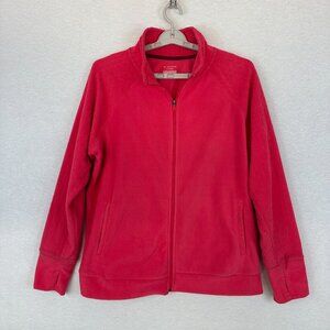 TEK GEAR WOMEN'S FULL-ZIP FLEECE JACKET IN HOT PINK, MOCK NECK POCKETS SIZE 1L